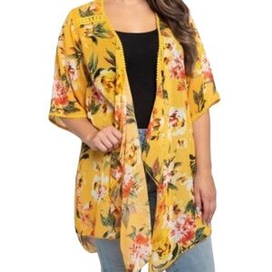 Emory Park Landy Crochet Trim Kimono Cover Up